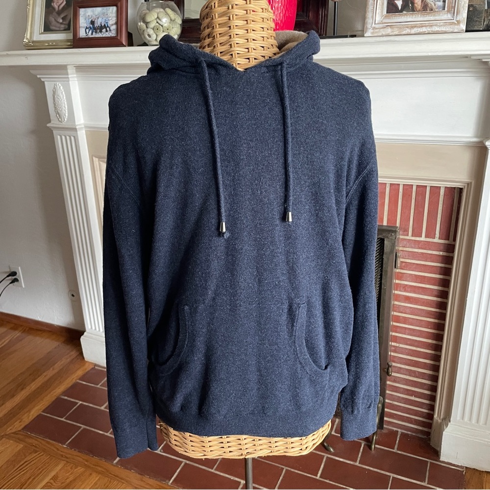 Libero Milano Navy Cashmere wool Hoodie sweater 52